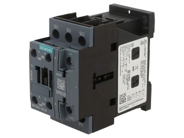 Contactor 3-polar cu contacte auxiliare NO NC 24VAC 9A