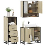 vidaXL Set mobilier de baie, 3 piese, stejar sonoma, lemn prelucrat 3301056