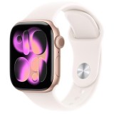 Apple Watch 11 GPS, Carcasa Rose Gold Aluminium 42mm, Light Blush Sport Band - S/M