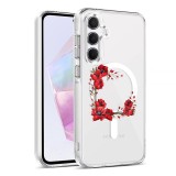 Husa pentru samsung galaxy a55 5g, atasare magnetica, magsafe, pink wreath 4, clear