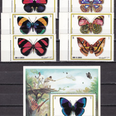 Umm al Qiwain 1972 fauna fluturi MI 623-628 + bl.50 MNH