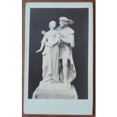 Fotografie tip CDV, sculptura Faust si Margareta - Cauer