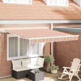 vidaXL Marchiză Retractabilă Automată cu Dungi Multicolore 350x250 cm