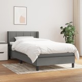 Cumpara ieftin Pat box spring cu saltea, gri &icirc;nchis, 80x200 cm, textil