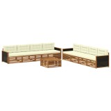 vidaXL Set de canapele de exterior 9 pcs Natural și Crem Poliester 3383163