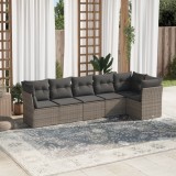 Set mobilier grădină cu perne, 6 piese, gri, poliratan