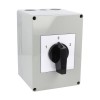 Comutator cu came 63A 18.5kW 3 poli 1-0-2 IP65 rotativ inchis comutator inversor motor trifazat in carcasa din plastic 125X175mm cu maner negru, KONCAR