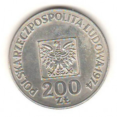 SV * Polonia 200 ZLOTI 1974 * ARGINT * - AUNC