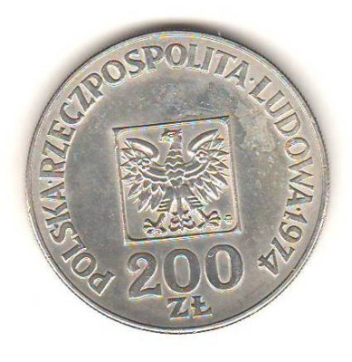 SV * Polonia 200 ZLOTI 1974 * ARGINT * - AUNC foto