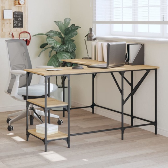 vidaXL Birou, stejar sonoma, 139x139x75 cm, lemn prelucrat
