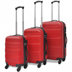 Set valize rigide, roșu, 3 buc., 45,5/55/66 cm