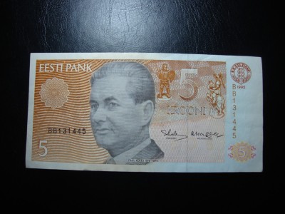 ESTONIA 5 KROONI 1992 SUPERBA foto