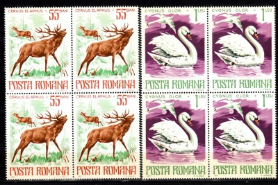 A11 TX10 2 - 1977 - Animale ocrotite in Romania - perechi de cate patru timbre foto