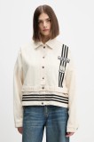 adidas Originals geacă jeans Denim Track Top culoarea bej, de tranzitie, oversize, JD5617