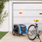 vidaXL Remorcă bicicletă animale companie, albastru/gri, oxford/fier