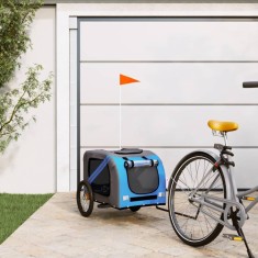 vidaXL Remorcă bicicletă animale companie, albastru/gri, oxford/fier