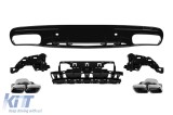 Difuzor tip C63 cu capete cromate potrivit pentru bara spate A Design pe Mercedes C-Class W205 sedan, S205 break 2014-2020 -oo--oo-, cu garnitura neag