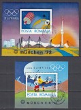 ROMANIA 1972 LP 798 LP 799 OLIMPIADA MUNCHEN COLITA DANTELATA+COLITA NEDANTELATA STAMPILATE, Stampilat