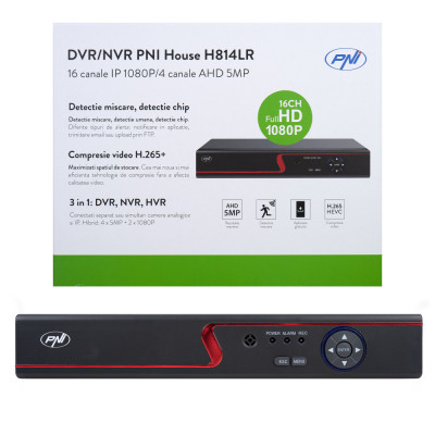 Resigilat : DVR / NVR PNI House H814LR - 16 canale IP full HD 1080P sau 4 canale a foto