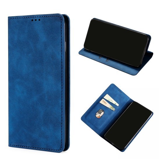 Husa Deluxe compatibila cu Xiaomi Redmi 13C &ndash; Tip Carte, Piele Ecologica Albastru, Functie Stand si Protectie 360
