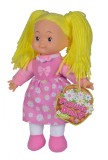 Papusa Flower Dolly Din Material Textil 38cm Cu Parul Galben