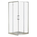 Cabină de duș cu ușă glisantă pătrată Apollo cu &icirc;nveliș Easy Clean, fără cădiță de duș