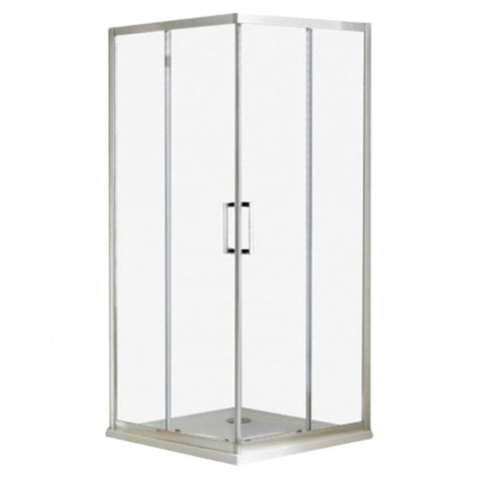 Cabină de duș cu ușă glisantă pătrată Apollo cu &icirc;nveliș Easy Clean, fără cădiță de duș