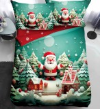 Cumpara ieftin Lenjerie Pat De Craciun O Persoana Frozenia Cr063, Bumbac, 4 Piese, Cu Elastic, Imprimeu