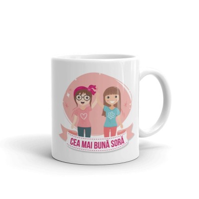 Cana alba personalizata &amp;quot;Cea mai buna sora&amp;quot;, INOVATIX&amp;reg;. 330ml foto