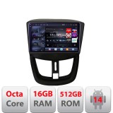 Navigatie Peugeot 207 Edotec Kit-PE01 8 core QLED 2K 16+512GB 360 Android Waze USB Navigatie Internet Youtube Radio