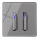 Intrerupator modern, design clape pian, 220V, 10A, 2 clapete pian, UE standard, Intrerupatoar de perete, gri