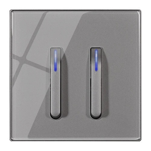 Intrerupator modern, design clape pian, 220V, 10A, 2 clapete pian, UE standard, Intrerupatoar de perete, gri