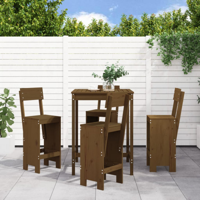 Set mobilier bar de gradina, 5 piese, maro miere lemn masiv pin GartenMobel Dekor