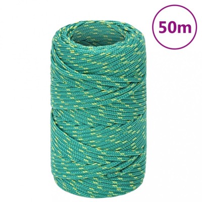 Fr&amp;acirc;nghie de barcă, verde, 2 mm, 25 m, polipropilenă foto