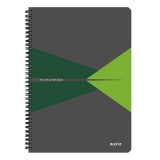 Caiet de birou Leitz Office, PP, certificare FSC, reciclabil, A4, 90 coli, cu spira, matematica, verde