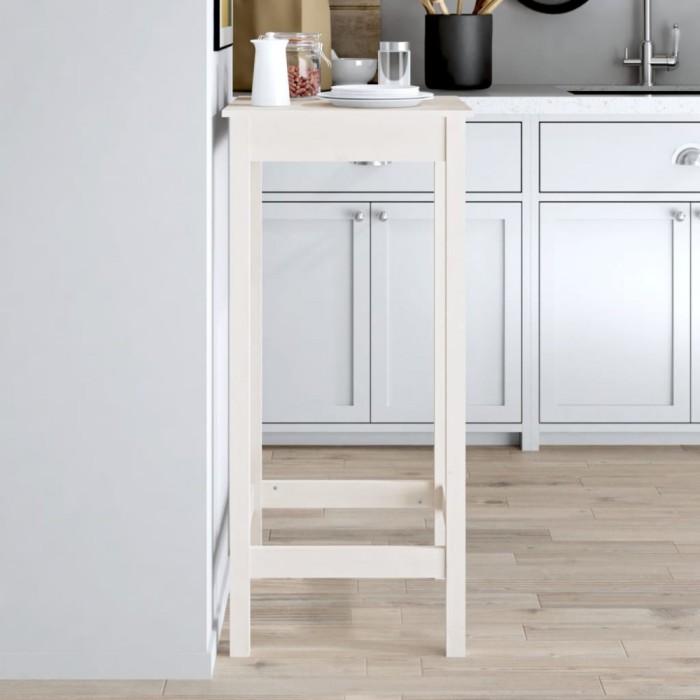 Gossi masa de bar, alb, 50x50x110 cm, lemn masiv de pin