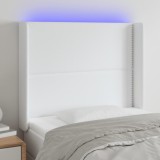 Cumpara ieftin Tăblie de pat cu LED, alb, 93x16x118/128 cm, piele ecologică