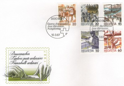 Elvetia 1987 - meserii, serie pe FDC foto