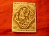 Serie 1 valoare Franta 1969 Sculpura in Catedrala Amiens , stampilata, Stampilat
