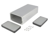 Carcasă aluminiu gri cu panou 78x160x43mm