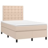 Cumpara ieftin Pat box spring cu saltea, cappuccino, 120x190cm piele ecologica