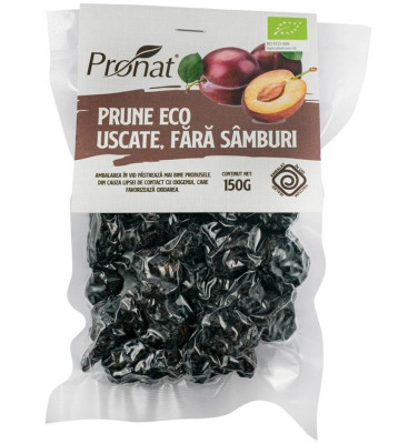 Prune Uscate Bio Fara Samburi Pronat 150gr foto