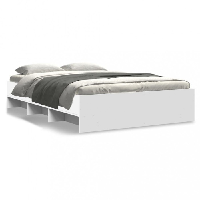 vidaXL Cadru de pat, alb, 140x200 cm, lemn prelucrat