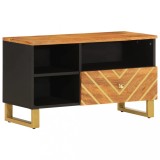 Cumpara ieftin Dulap TV, maro si negru, 80x33,5x46 cm, lemn masiv de mango