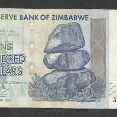 ZIMBABWE 100 DOLARI DOLLARS 2007 [5] P- 69 , VF
