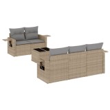 Cumpara ieftin Set canapele de gradina cu perne, 6 piese, bej, poliratan
