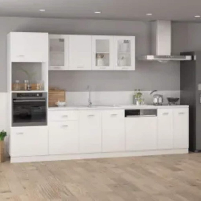 vidaXL Dulap cuptor microunde &ldquo;Lyon&rdquo;, alb, 60 x 57 x 207 cm, PAL