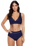 Costum de baie 2 piese bleumarin, sutien cu burete, talie inalta. Marimi: S, M, L, XL