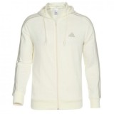 Hanorac Adidas Original pentru Bărbați Essentials French Terry, 3-Stripes cu gluga și fermoar, Alb-crem, Nou