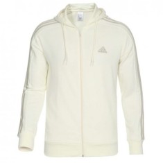 Hanorac Adidas Original pentru Bărbați Essentials French Terry, 3-Stripes cu gluga și fermoar, Alb-crem, Nou